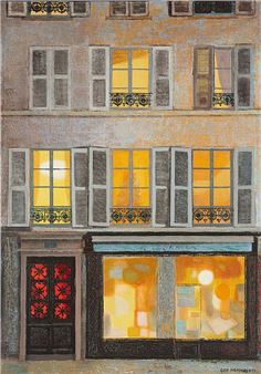 Façade parisienne aux persiennes. - Géo Mommaerts
