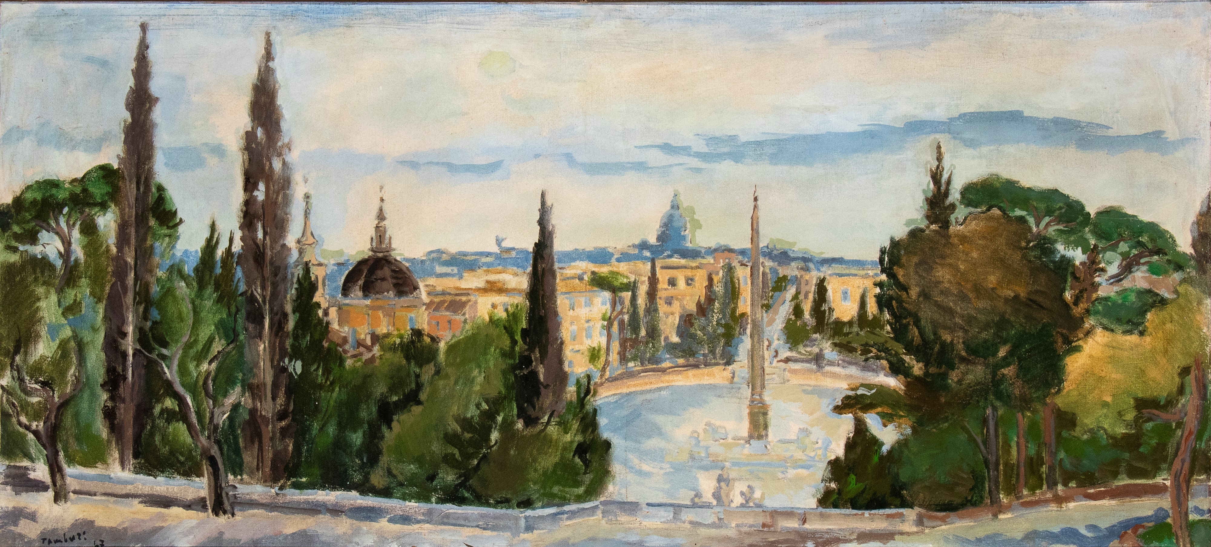 Orfeo Tamburi | View of Piazza del Popolo in Rome, 1947 (1947) | MutualArt