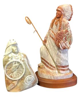 Two Nice Native American Alabaster Scultpures - Tim Washburn
