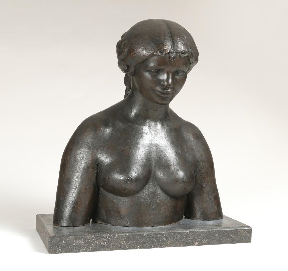 Artwork by George Grard, Spring (bust), Made of Sculpture Bronze Dark brown patina
