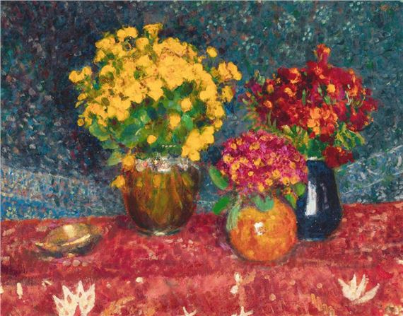 Three vases and a shell by Georges Lemmen, 1905