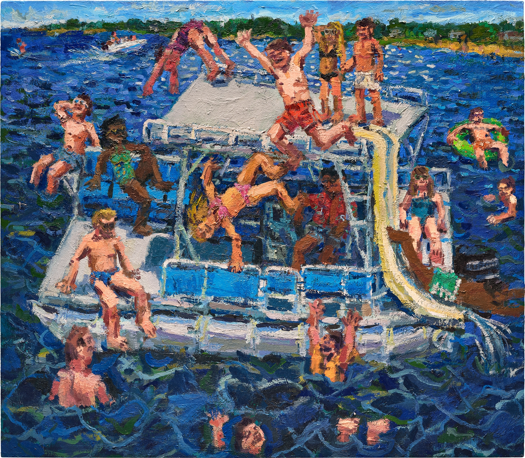 Artwork by Todd Bienvenu, Party Barge, Made of oil on canvas