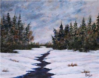 Blais, Impressionist Winter River Landscape - Gaetan Blais