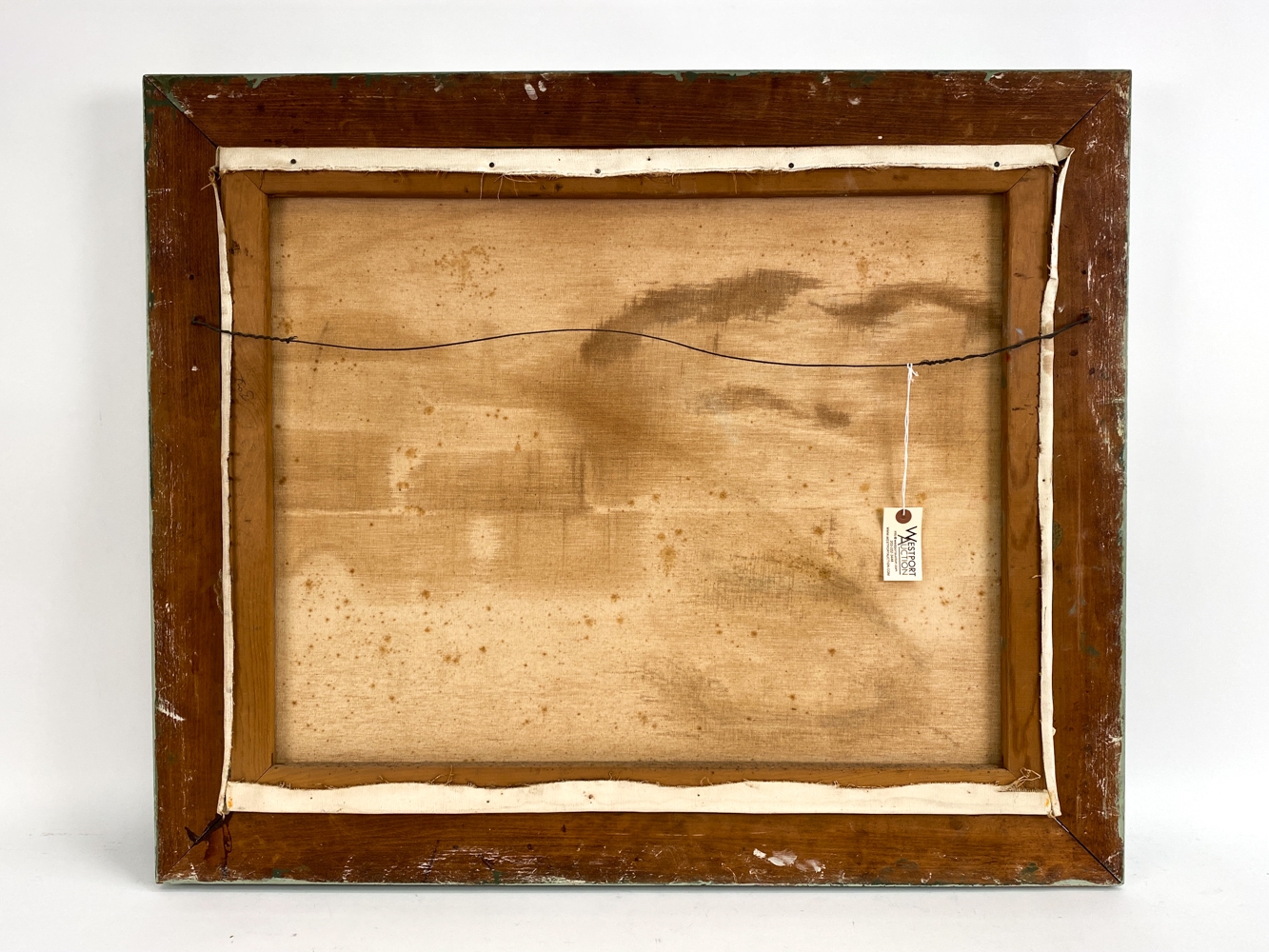 Artwork by P. Coviello, P. COVIELLO 20TH CENTURY FOLK ART O/C PAINTING, Made of Oil on canvas with blue decorated wood