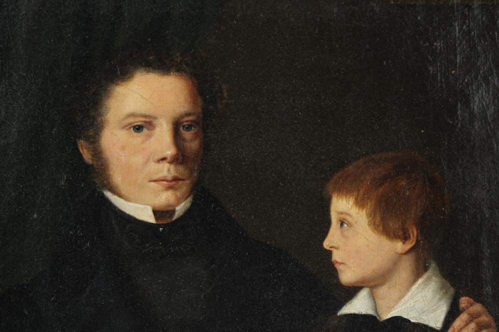 British School, 19th Century | Portrait of Father and Son, Oil on ...