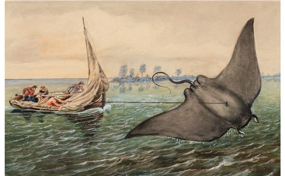 Devil Fish and Narwhal Whales (two works), - James Carter Beard