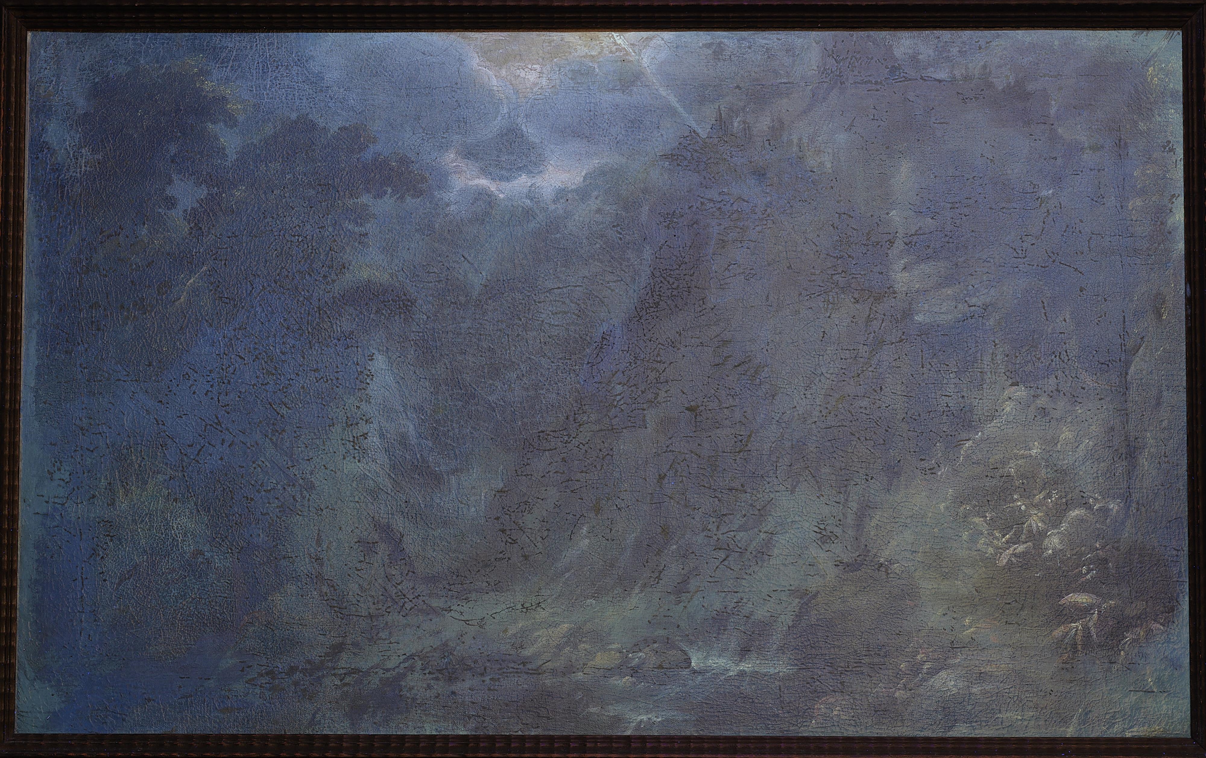 Artwork by Gillis van Valckenborch, Mountainous Landscape with the Conversion of Paul, Made of oil on canvas (relined