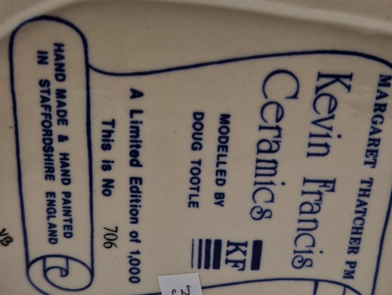 Artwork by Kevin Francis Ceramics, KEVIN FRANCIS CERAMICS TOBY JUG "MARGARET THATCHER, Made of CERAMICS