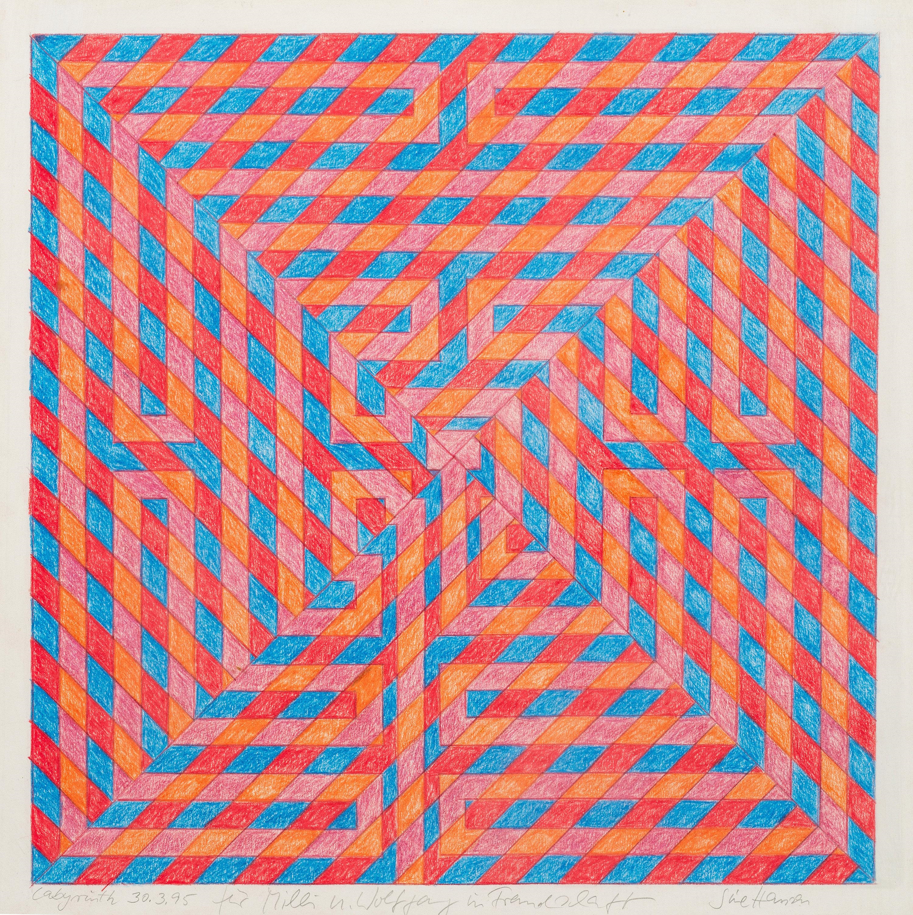 Artwork by Sine Hansen, Labyrinth, Made of Graphite on cardboard