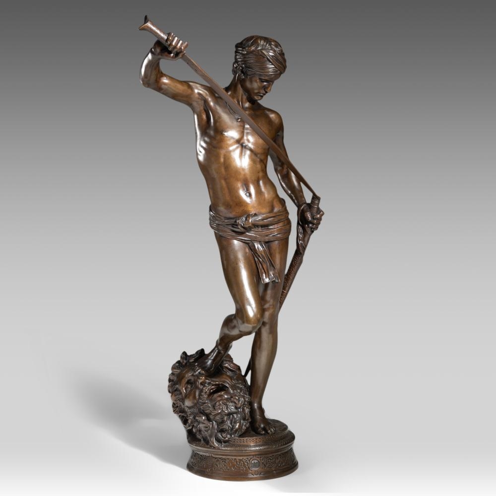 Marius-Jean-Antonin Mercié | David Vainqueur de Goliath | MutualArt