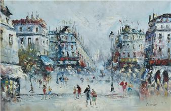 impressionistic Parisian street scene - R. Davey