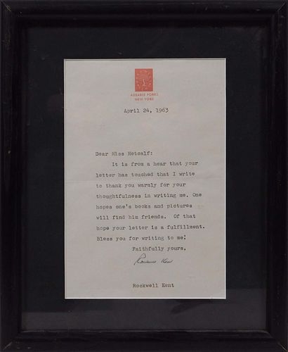 Rockwell Kent | Letter to a Fan (1963) | MutualArt