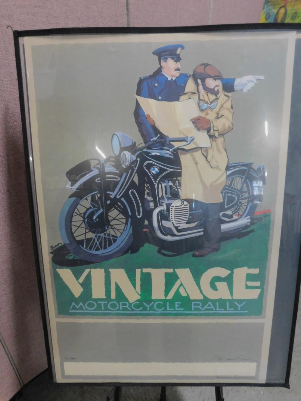 Artwork by Dennis Simon, Vintage Motorcycle Rally, Made of color printed on paper