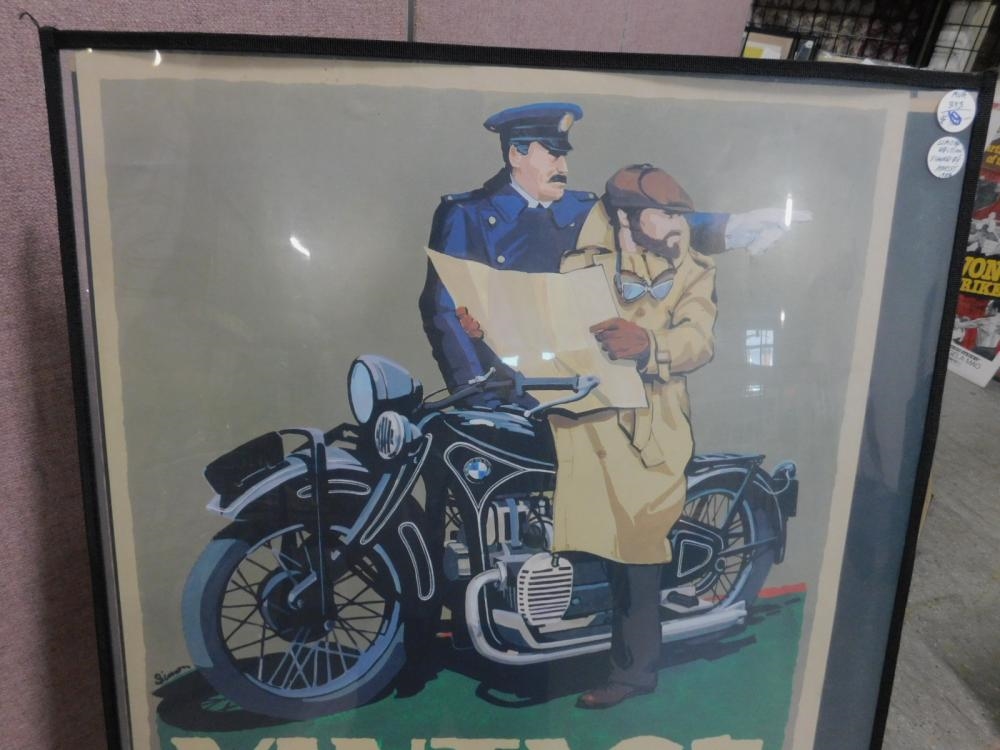 Artwork by Dennis Simon, Vintage Motorcycle Rally, Made of color printed on paper