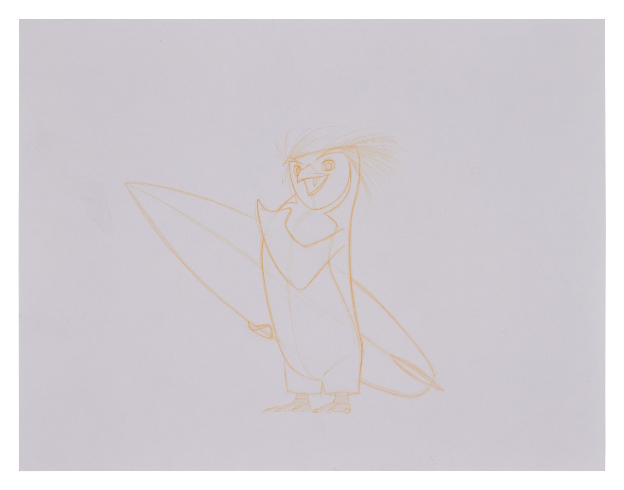 Artwork by Cody Cameron, Sylvain Deboissy, SURF'S UP, Made of Orange pencil on white paper