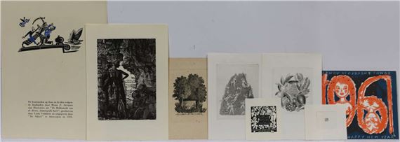 Diverse prenten, waaronder ex librissen en gelegenheidskaarten - Mark Severin