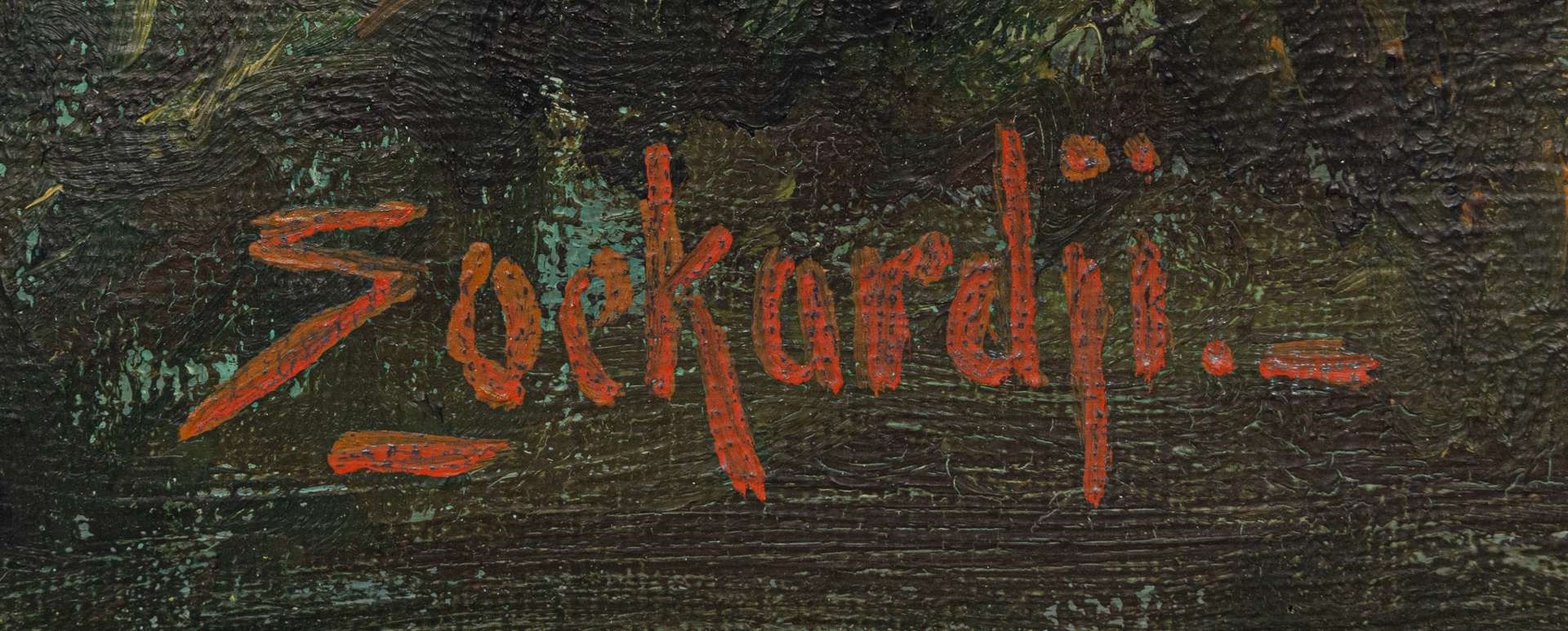 Artwork by Soekardji, Landschap met vulkaan, Made of oil on canvas