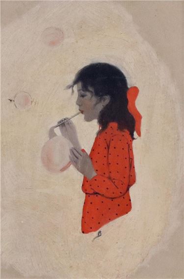Girl Blowing Bubbles - Ethel Franklin Betts Bains