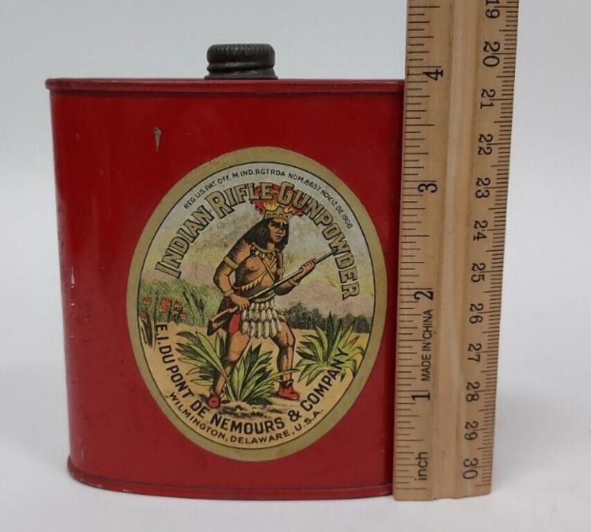 Dupont | Indian Rifle Gunpowder Dupont FFFG Paper Label Tin | MutualArt