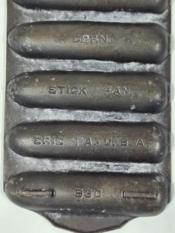 Cornbread | 3 Primitive Cast Iron Cornbread Pans 1 is Griswold | MutualArt