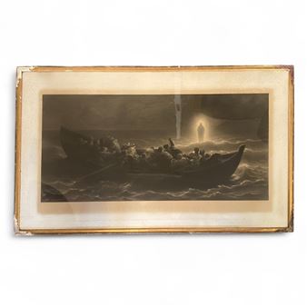 Etching Of "Christ Walking On The Sea" By Ademee & Eugene Varin "1866 - Eugene-napoleon Varin