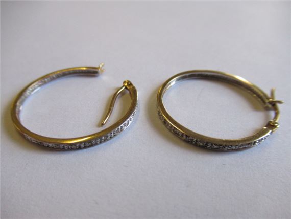 Diamond Point | PAIR OF 9CT GOLD AND DIAMOND POINT SET HOOP EARRINGS ...