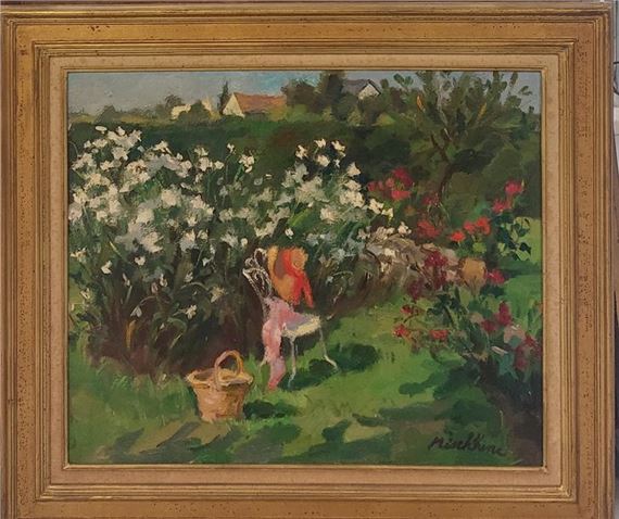 Chair in the garden  signed lower right 54 x 65 cm - Olga Mischkine