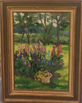 Basket in the garden  signed lower left 55 x 38 cm - Olga Mischkine