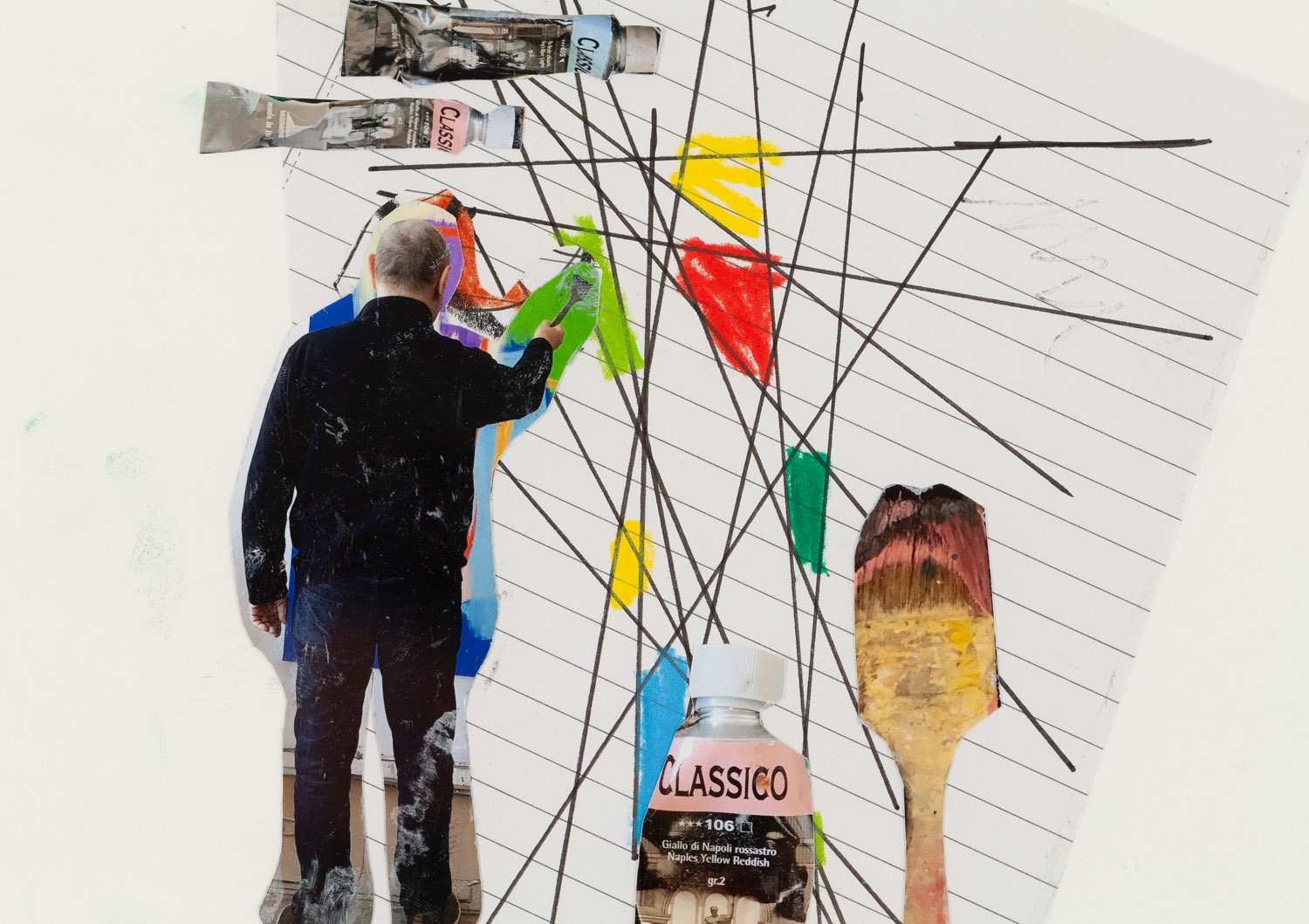 Artwork by Tomasz Ciecierski, Untitled, Made of pastel, pencil, collage/paper