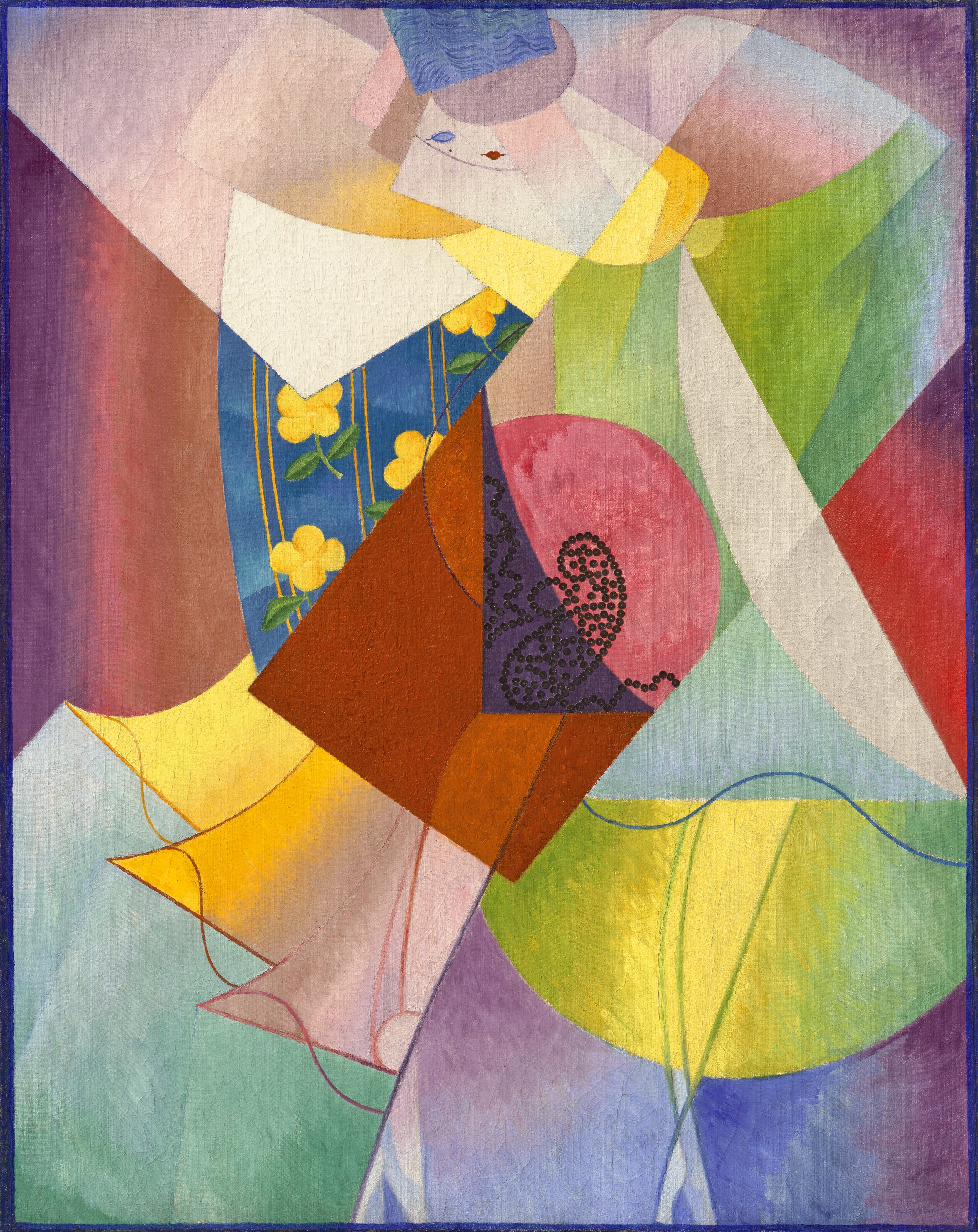 Artwork by Gino Severini, Danseuse, Made of oil and sequins on canvas