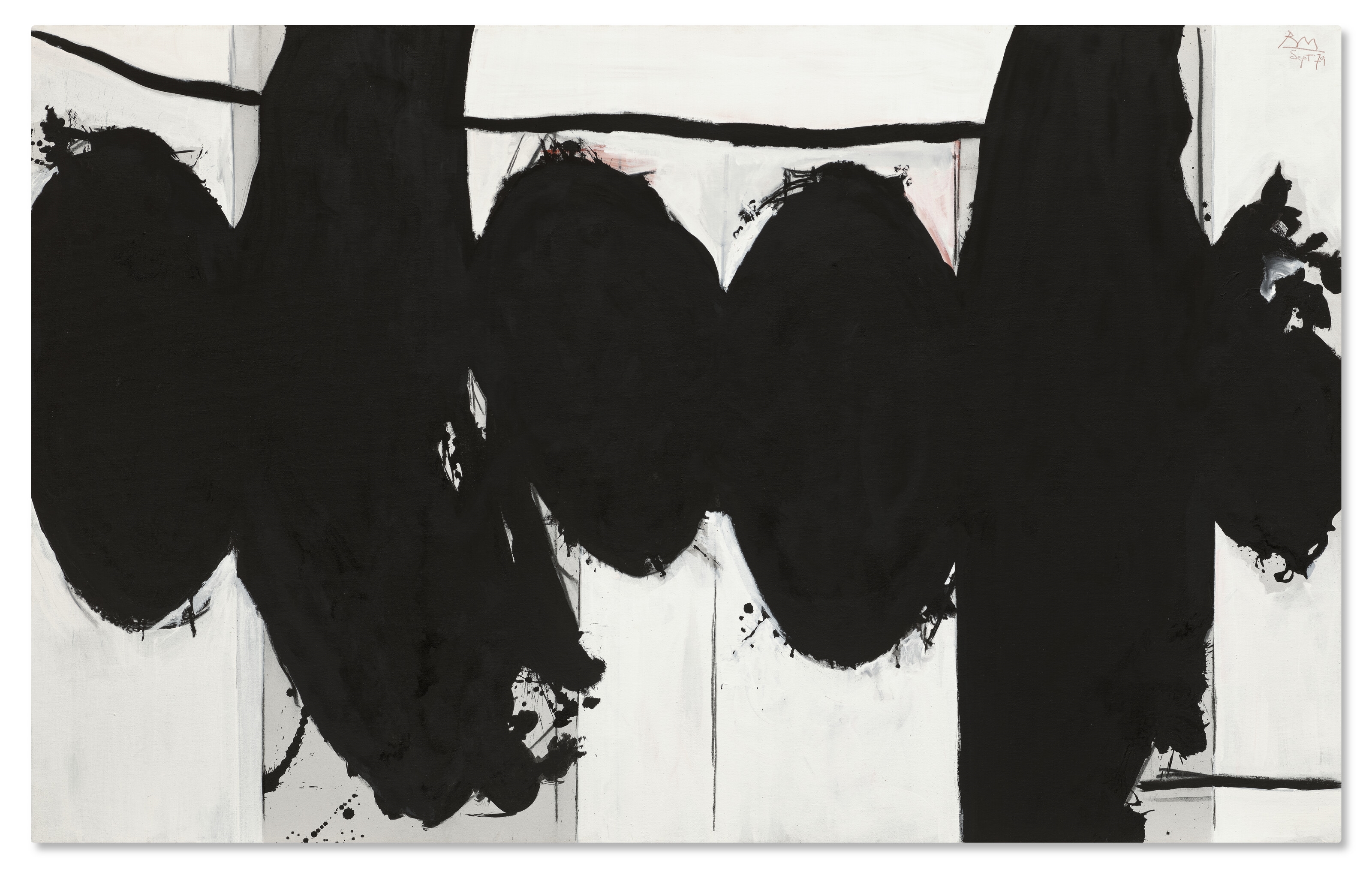 Artwork by Robert Motherwell, Elegy to the Spanish Republic No. 160, Made of acrylic and charcoal on canvas