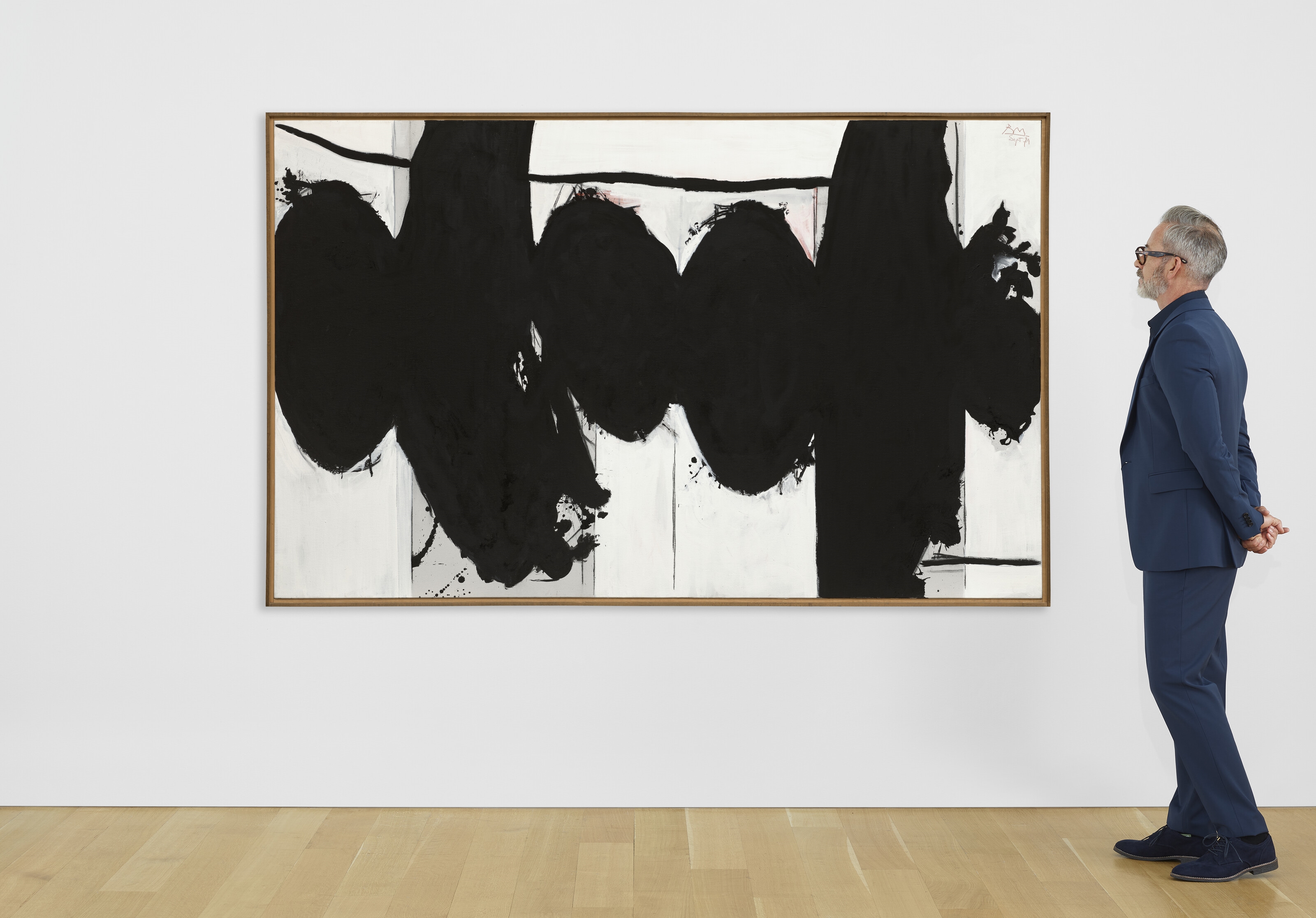 Artwork by Robert Motherwell, Elegy to the Spanish Republic No. 160, Made of acrylic and charcoal on canvas