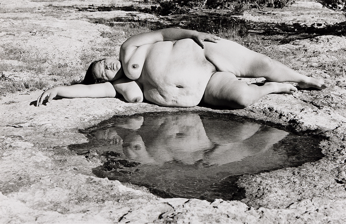 Artwork by Laura Aguilar, Nature Self-Portrait #4. 1996., Made of Silver print