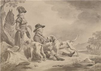 Marc Micheli and his daughter Françoise hunting Grey wash - Brun de Versoix