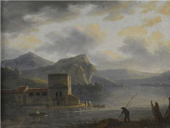 Landscape with fisherman - Michel Duplessis
