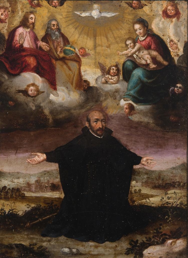 Novohispana School | “Saint Ignatius of Loyola praying and in ecstasy ...