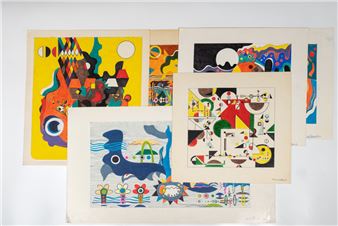 Lot of six felt-tip drawings - Patenaude, André XX