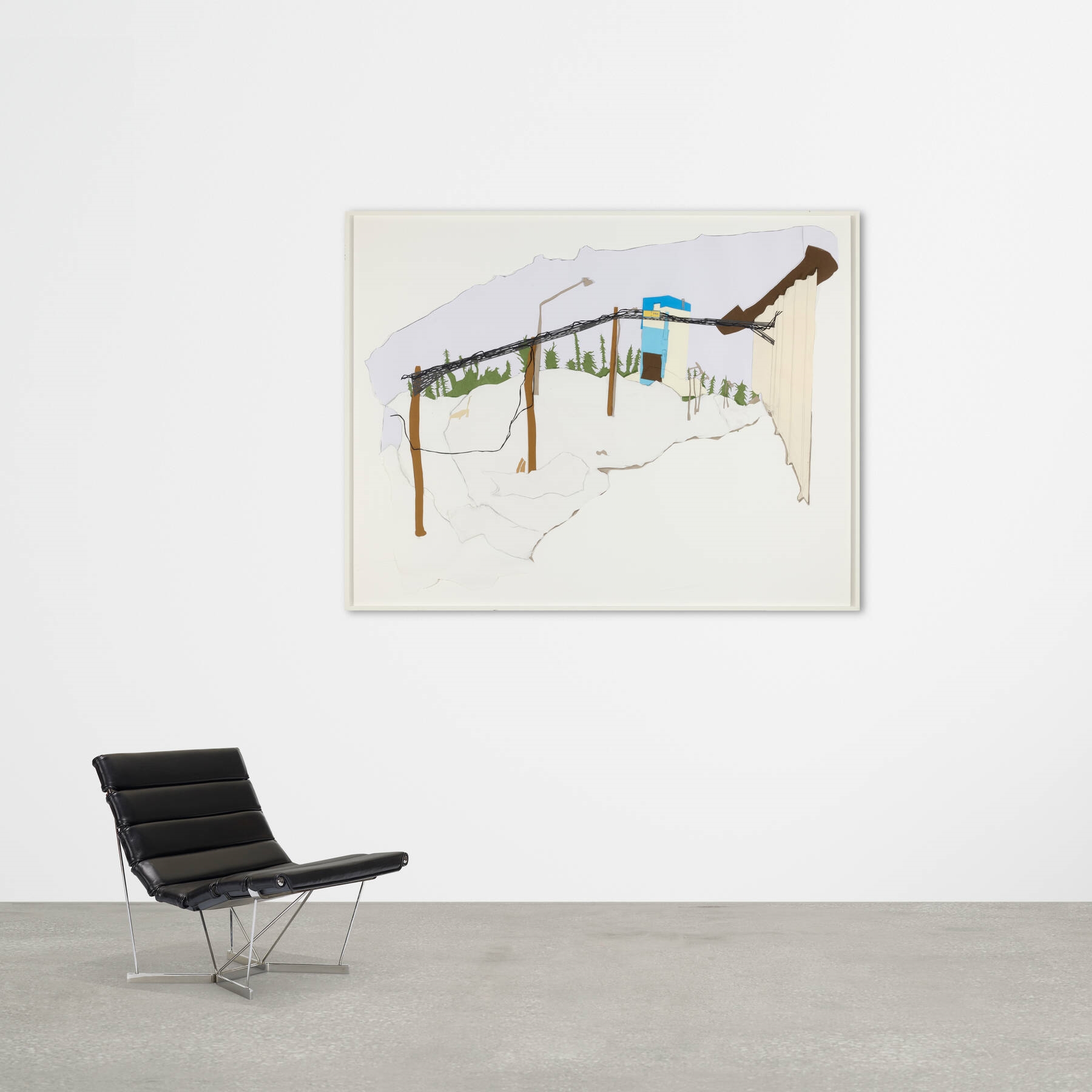 Artwork by Lisi Raskin, Project Esrange: Balloon Launch Pad, Made of paper collage with graphite