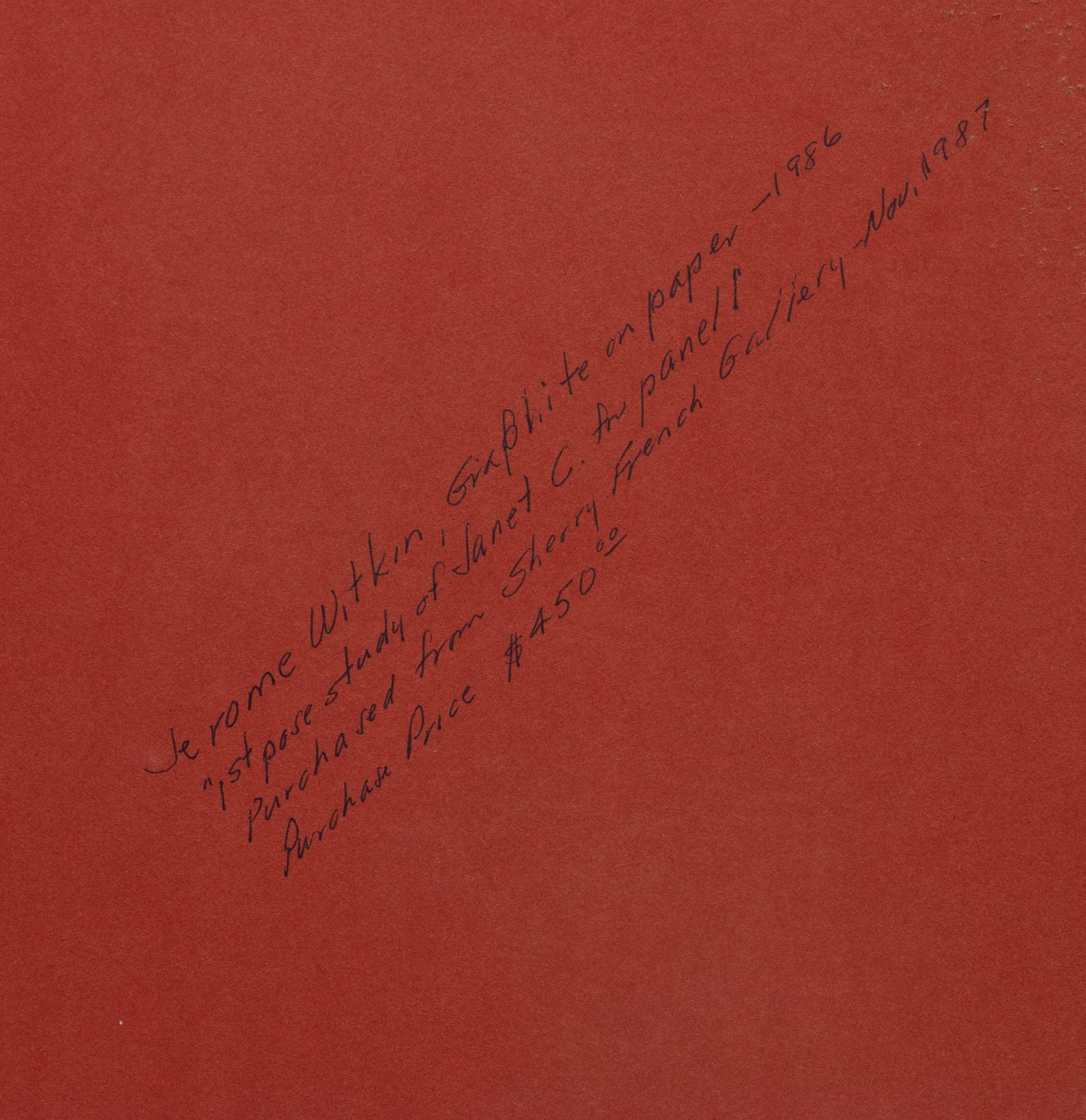 Artwork by Jerome Witkin, First Posed Study for Janet C.: Panel #1, the Dreamt Prophecy, Made of Pencil on Paper