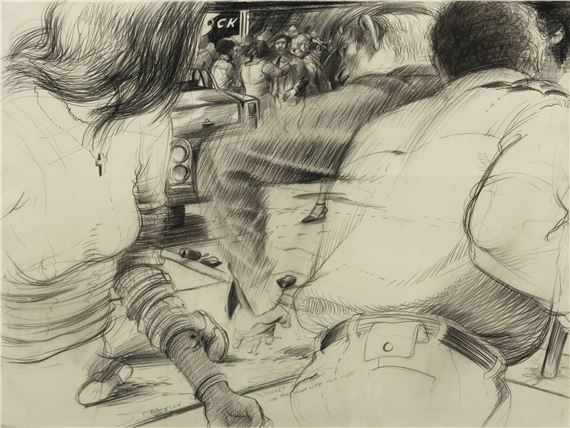 Street Crime: Study for Event with Two Cops - Robert Birmelin