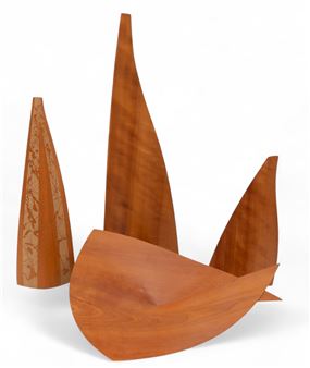 Colin Schleeh (Canadian, B. 1955) Modern Wood Vases And Bowl, Early 2000s 4 PCS - Colin Schleeh