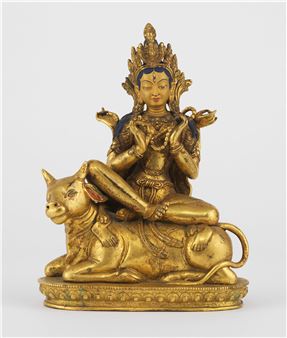 Figure de Tara, assise sur un taureau - Chinese School, 20th Century