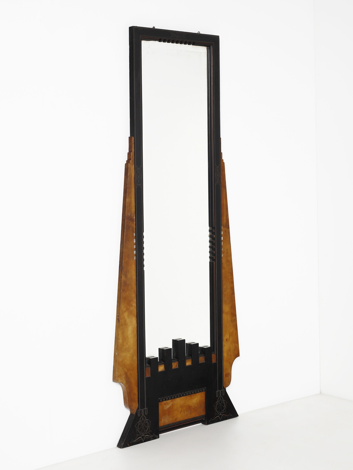 Artwork by Eugenio Quarti, Neo-Orientalist mirror, Made of Wood, ebonized wood, mother of pearl, metal and mirror