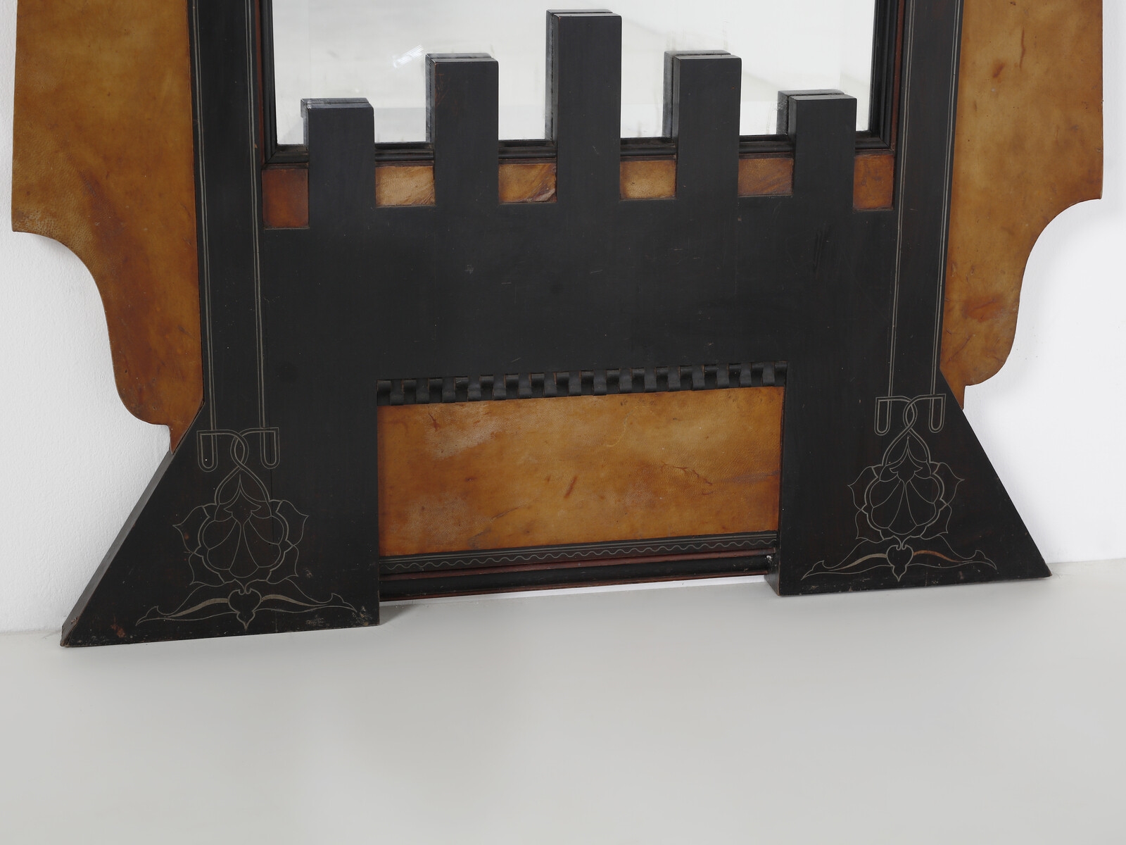 Artwork by Eugenio Quarti, Neo-Orientalist mirror, Made of Wood, ebonized wood, mother of pearl, metal and mirror