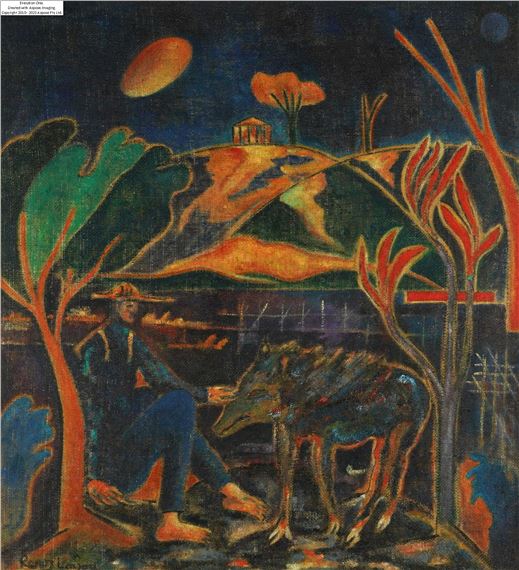 Resting Man with Approaching Sanglier - Renos Loizou