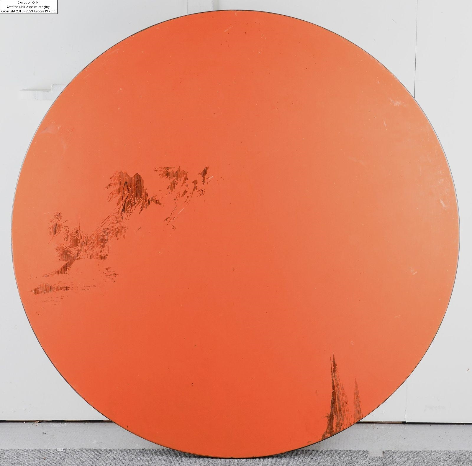 Artwork by Damien Roach, Palm trees  on a table top diameter, Made of mixed media
