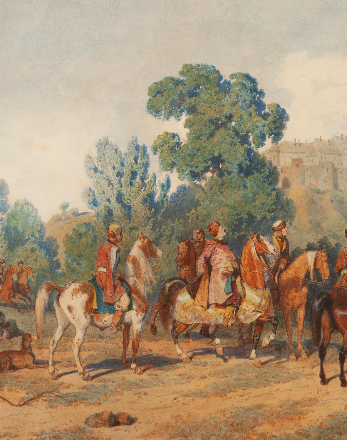 Artwork by Artur Grottger, Polowanie z sokołem" (Polowanie Jana III Sobieskiego z sokołem, Made of watercolour/paper