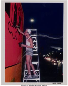 Keith Haring Painting the Bowery Wall , 1982 - Martha Cooper