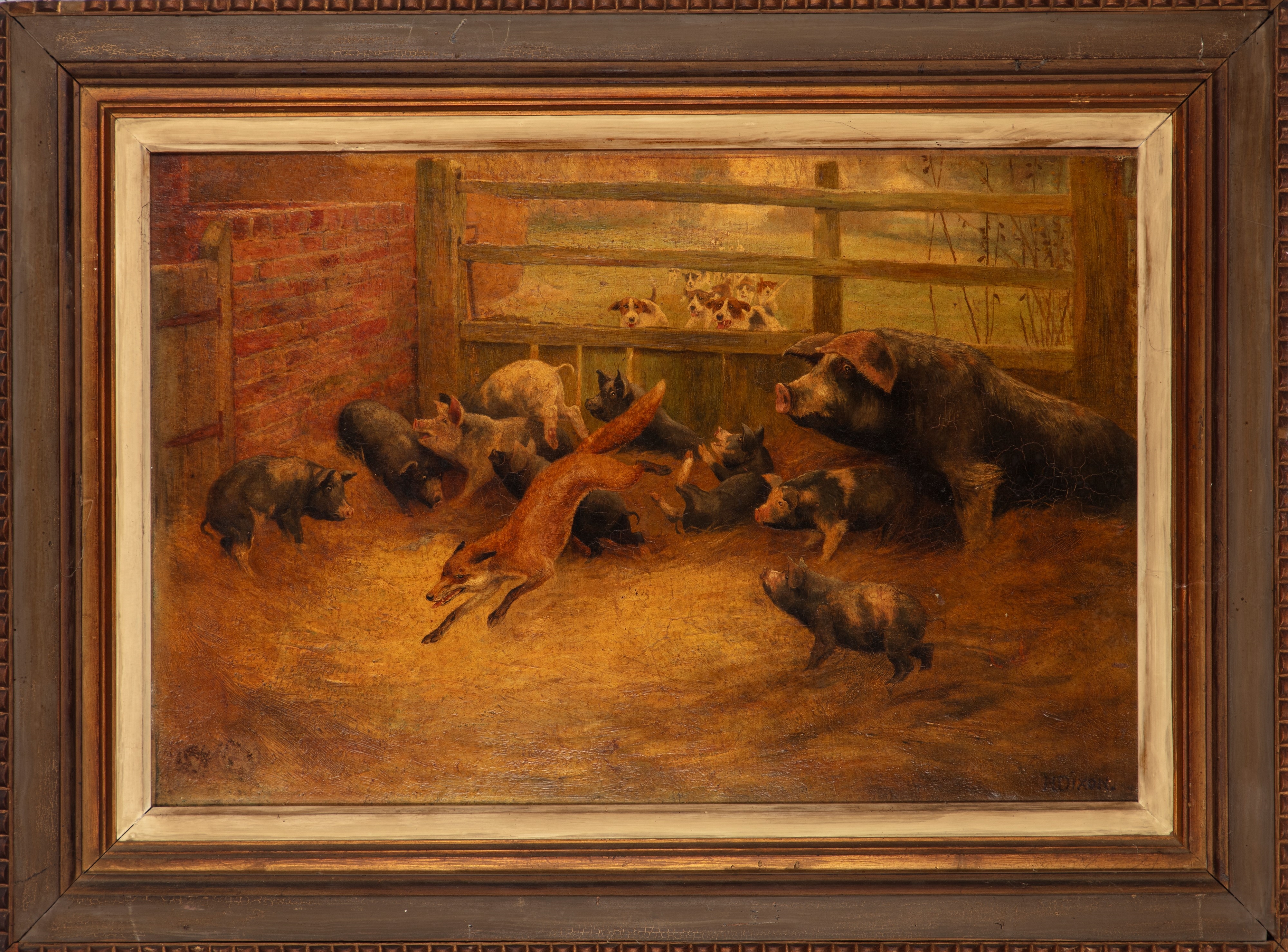 Artwork by Harry Dixon, A farmyard, Made of oil on canvas