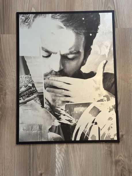 Artwork by Henri Kaufman, Torn photos, Made of mixed media on PVC mirror